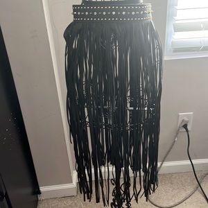 Black Silver and gold leather strapped belt